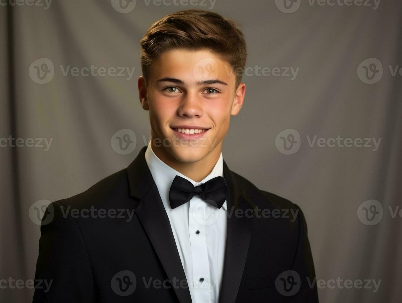 sorridente jovem homem do mexicano descida vestido dentro a terno ai generativo foto