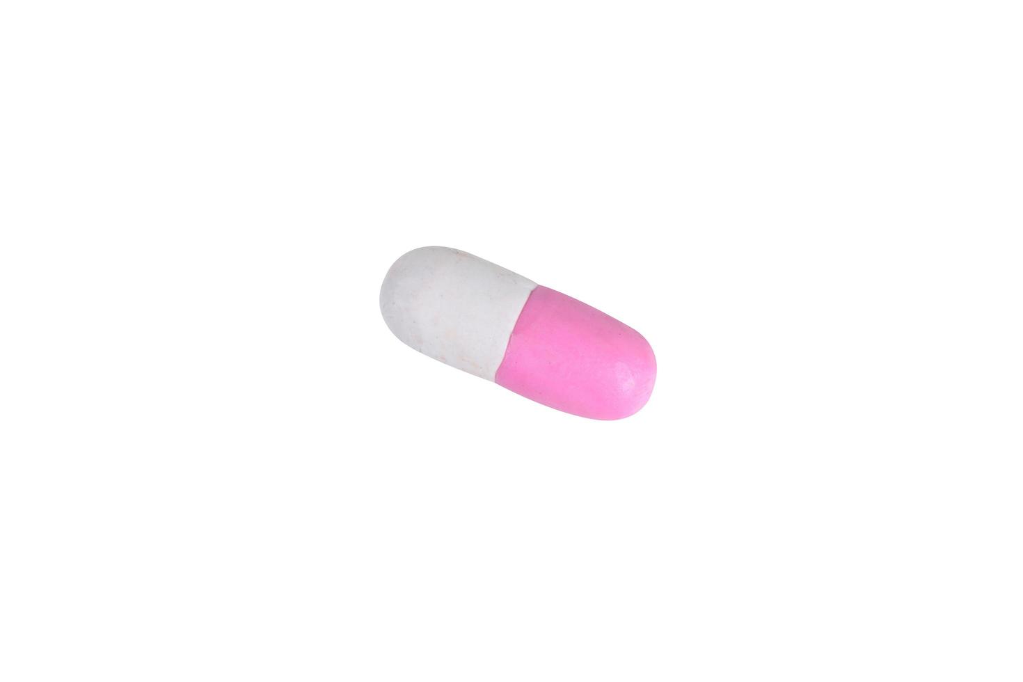 modelo de droga rosa em miniatura de argila japonesa em fundo branco foto
