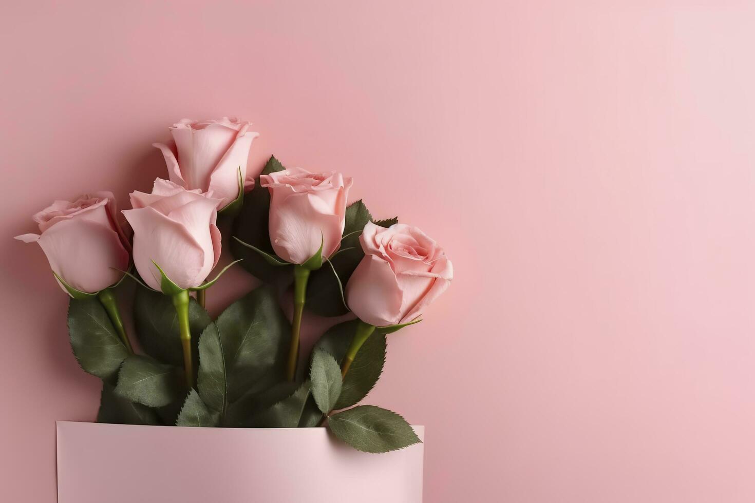 composição do rosas em Rosa fundo. ai generativo foto