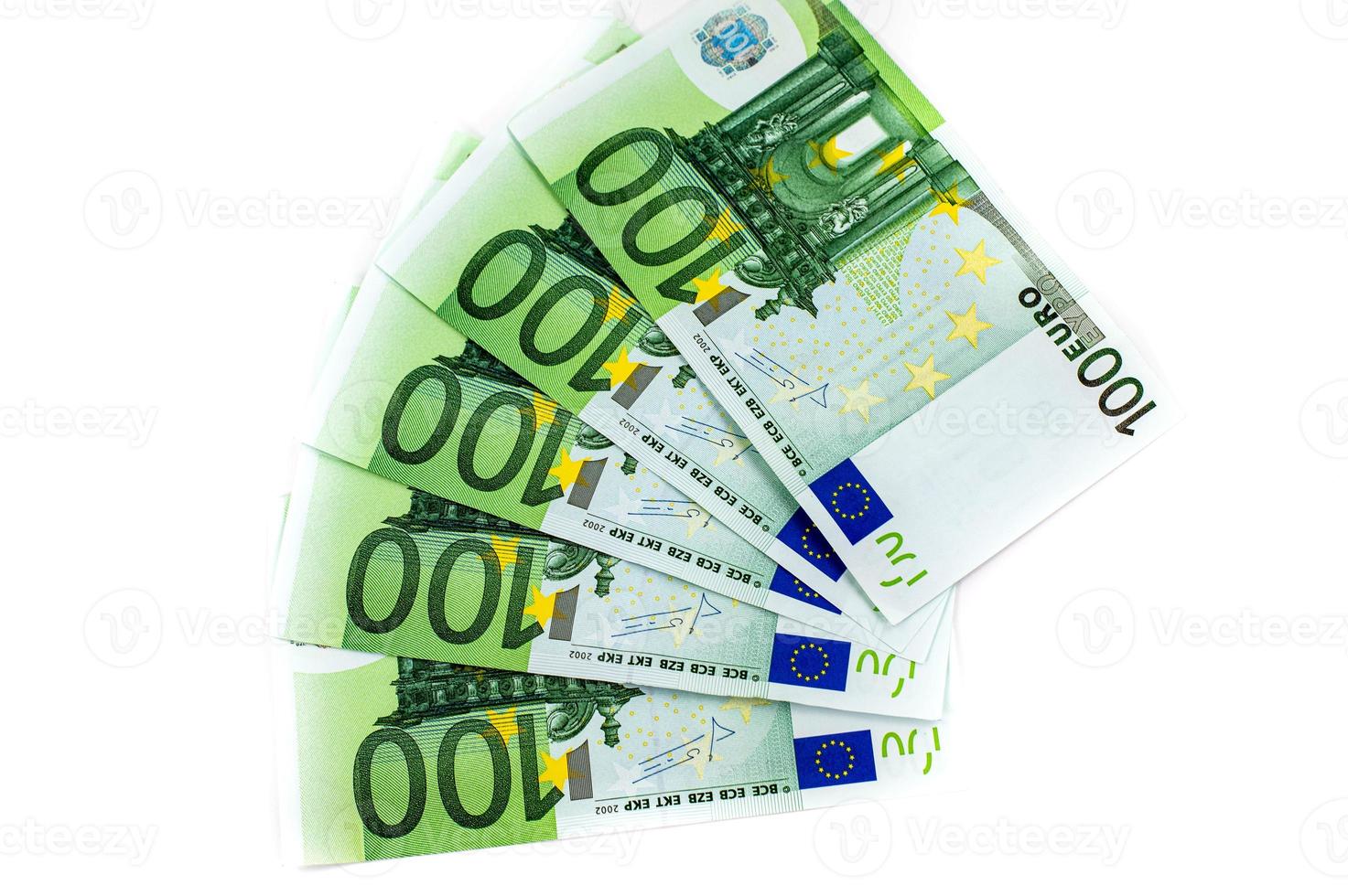 notas de 100 euros em forma de leque foto