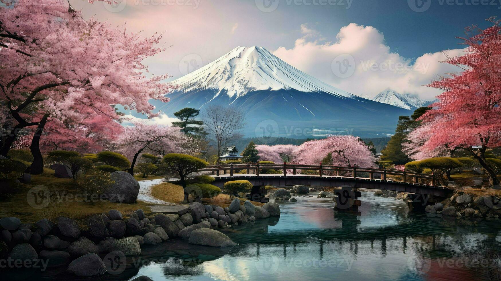 natureza japonês alpino panorama ai gerado foto