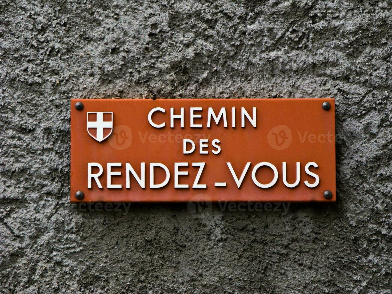 câmararia, França rua placa Chemin des encontro vous foto