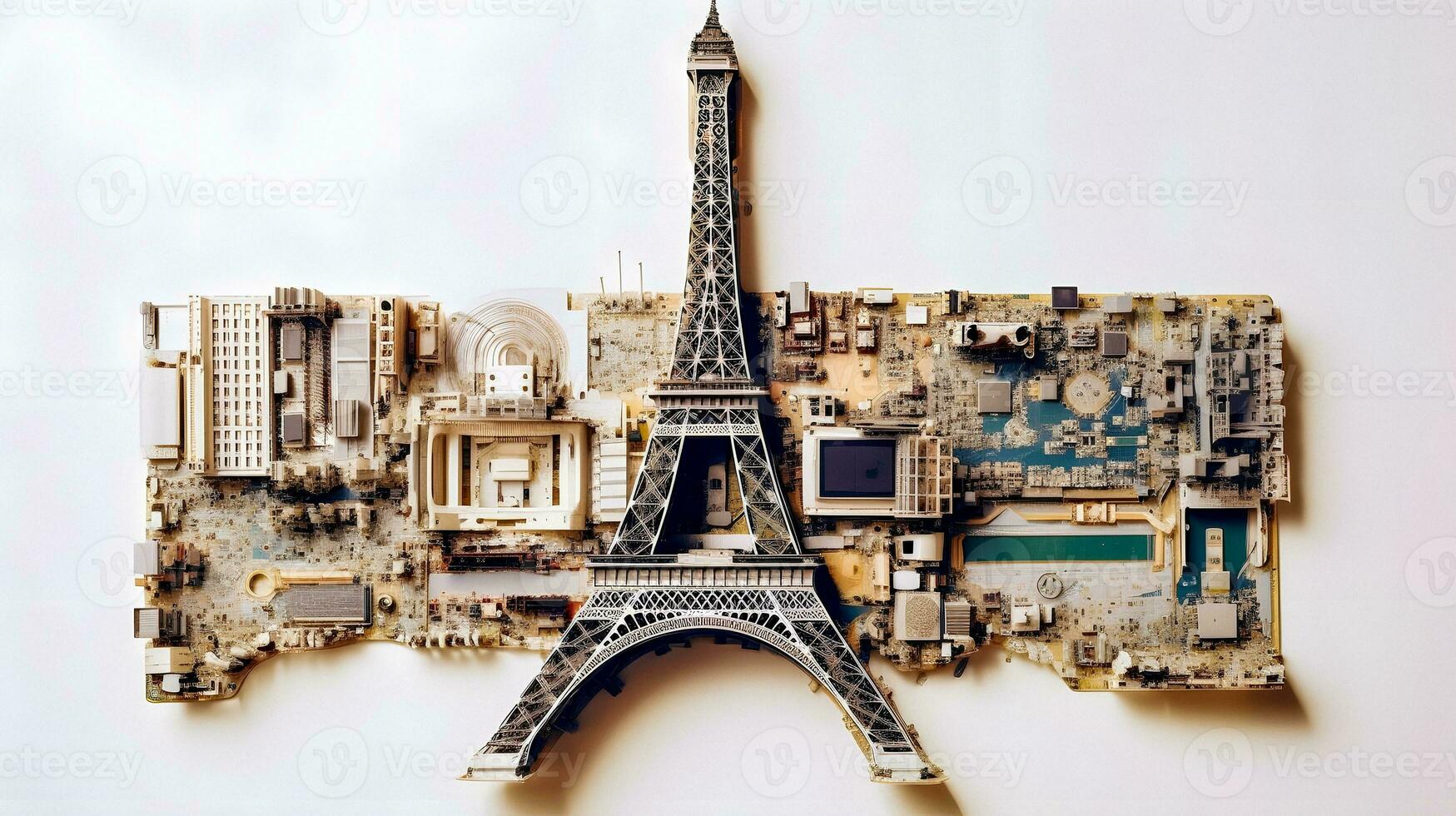 Paris miniatura em placa mãe ai gerado foto