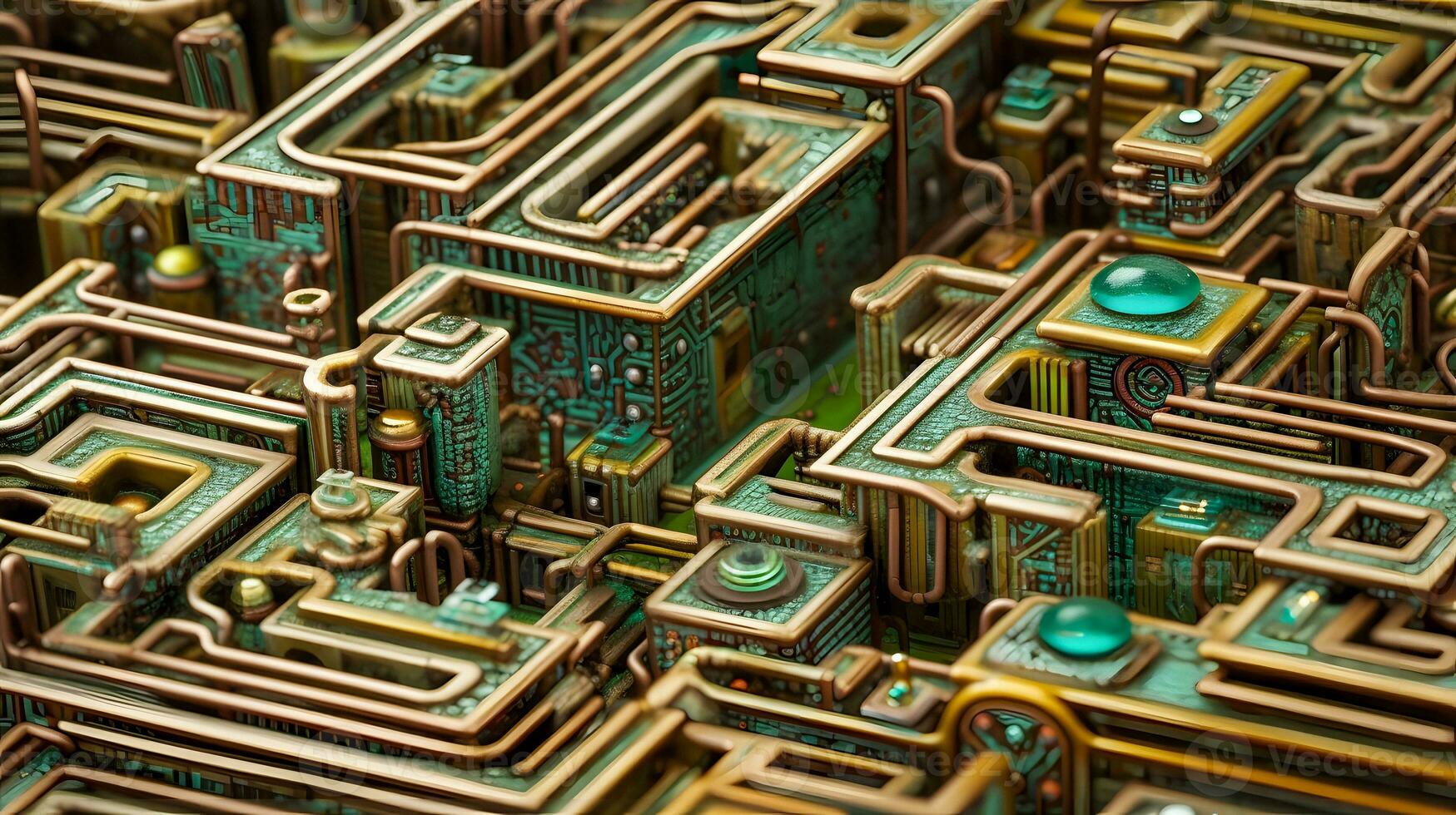 intrincado ai gerado miniatura Labirinto em placa mãe foto