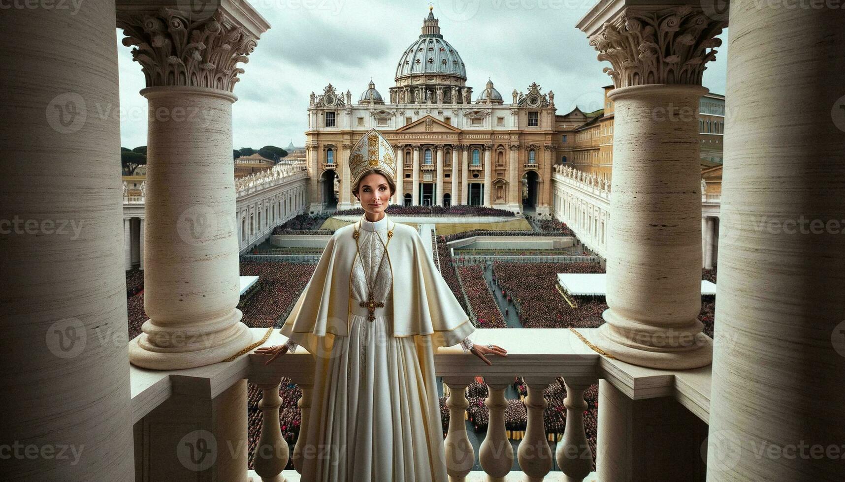 retrato do uma fêmea papa às a Vaticano. generativo ai. foto