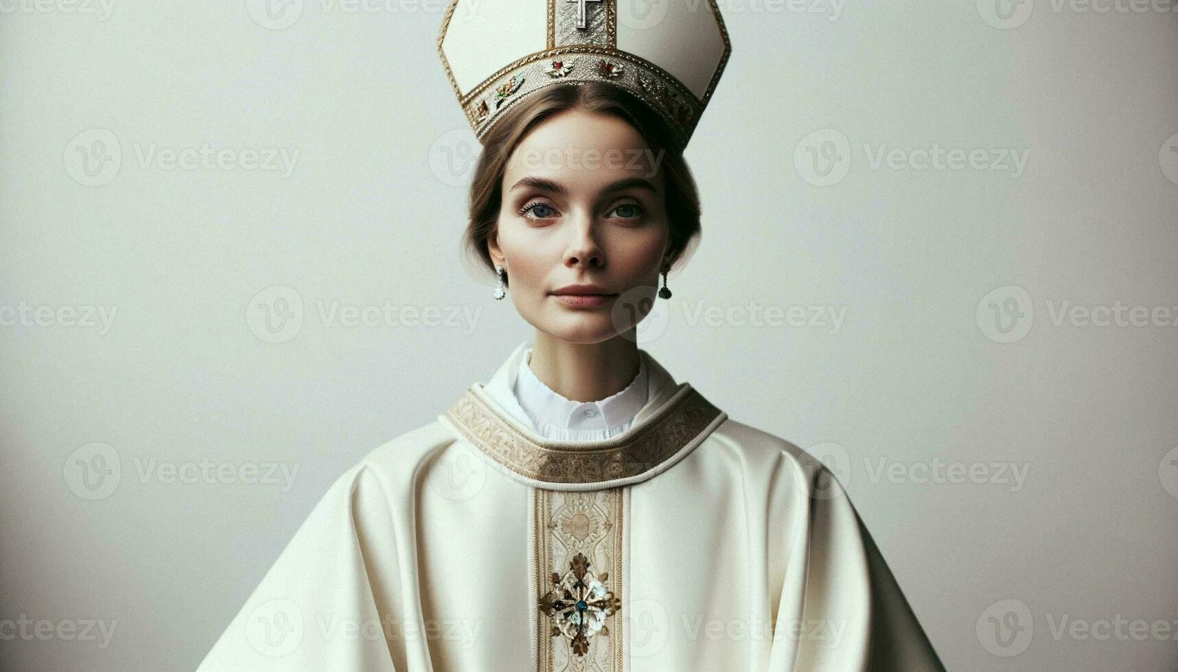 retrato do uma lindo jovem mulher Como a Novo papa. generativo ai. foto