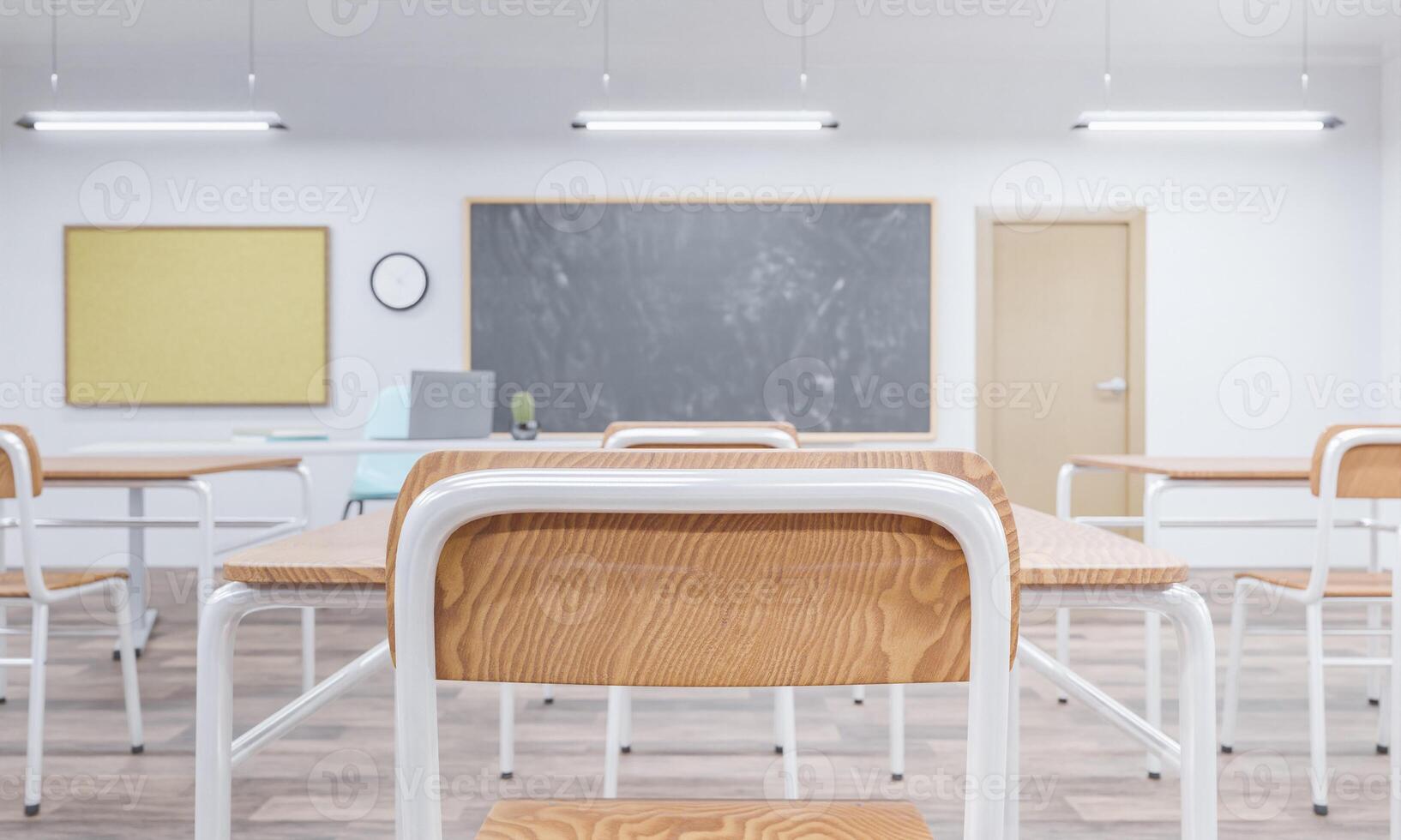 perto da cadeira da escola em uma sala de aula foto