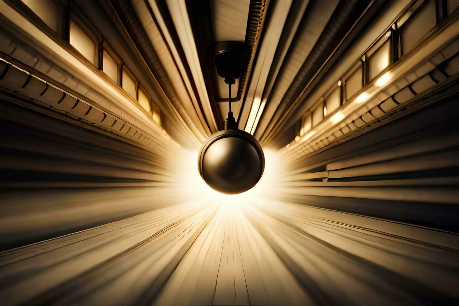 uma Preto bola é dentro a meio do uma túnel. gerado por IA foto