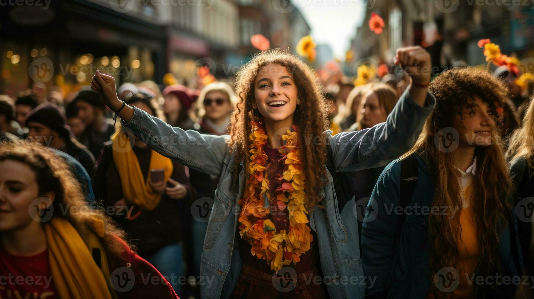 grupo do manifestantes protestando dentro a cidade. humano direitos comício e justiça Guerreiro conceito. foto