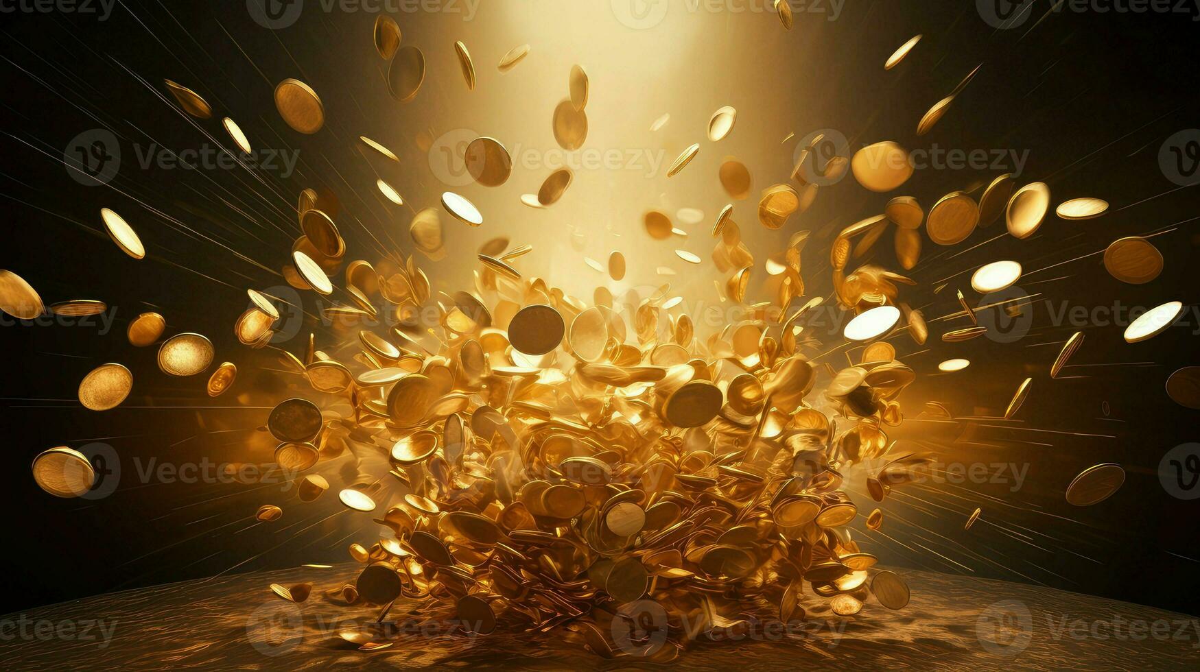 3d ouro moeda explosão ai gerado foto