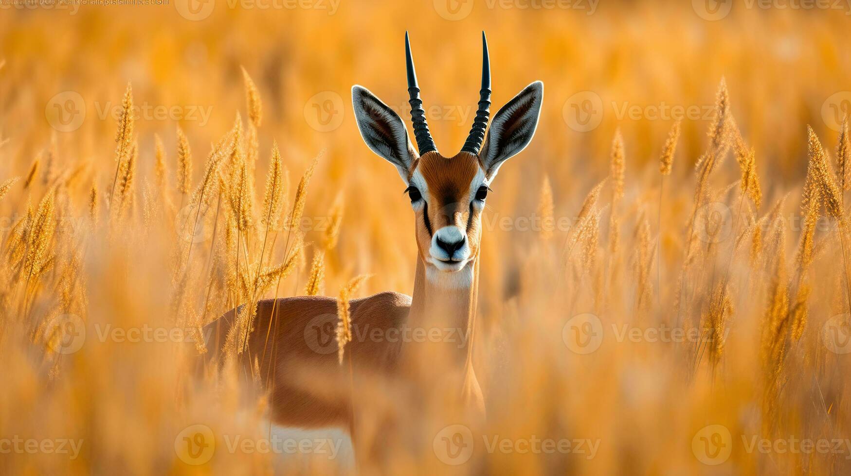 cativante Springboks dentro a selvagens do África. gazela antílopes dentro alta amarelo grama. generativo ai foto