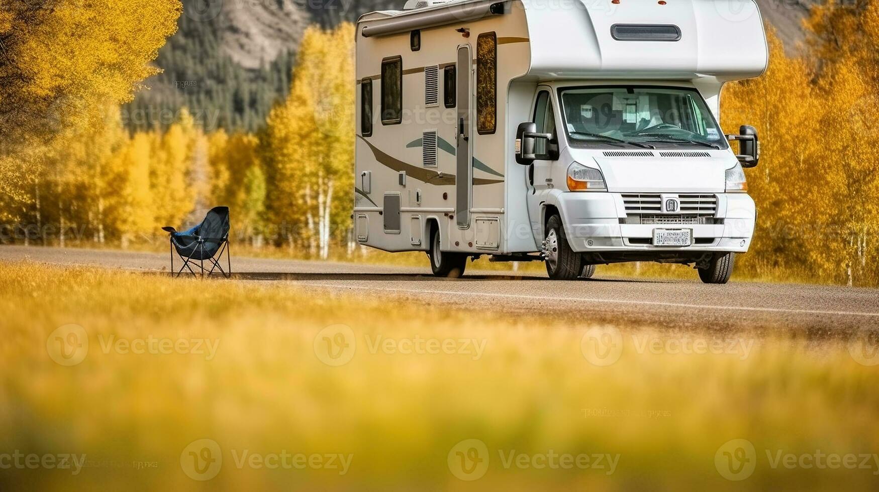 família férias dentro conforto e estilo com autocaravana, caravana carro período de férias. generativo ai foto