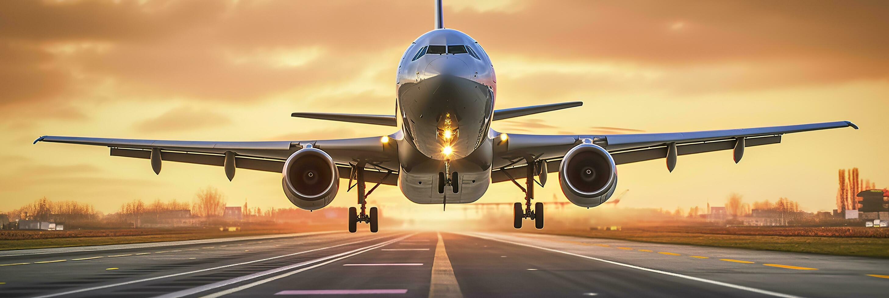 avião levando fora a partir de a aeroporto. generativo ai foto