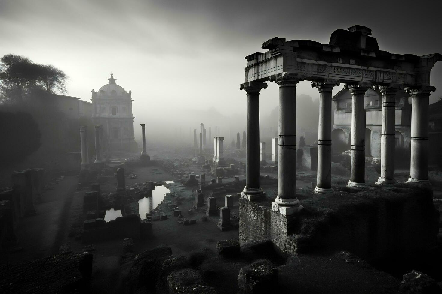 antigo romano ruínas às a romano fórum generativo ai foto