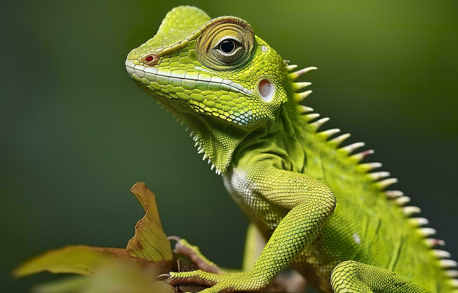 broncocela cristatella, Além disso conhecido Como a verde com crista lagarto. generativo ai foto