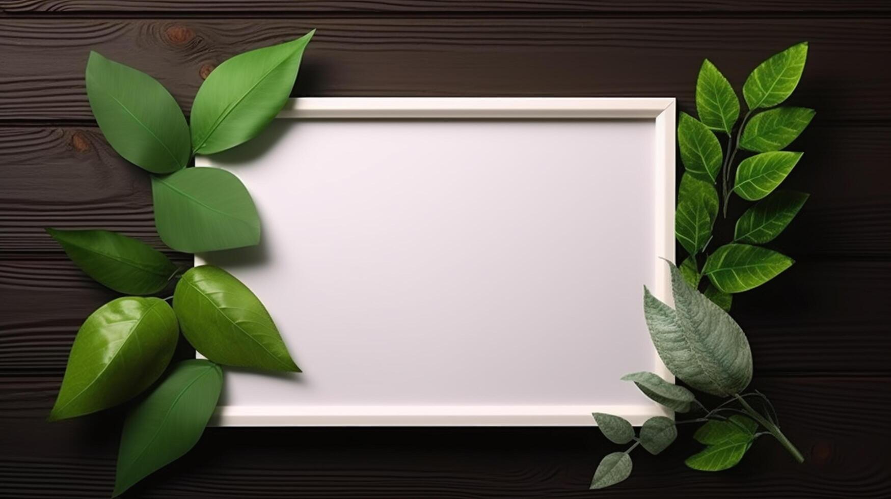 em branco quadro, Armação com verde folhas e branco fundo dentro uma natural caminho foto