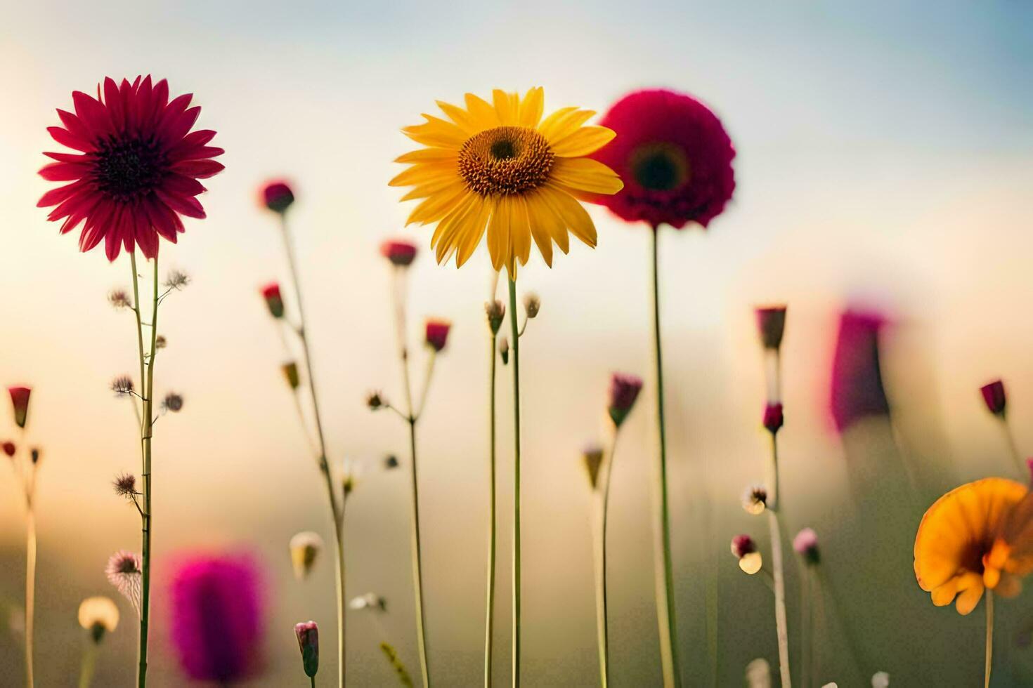 flores dentro a campo. gerado por IA foto