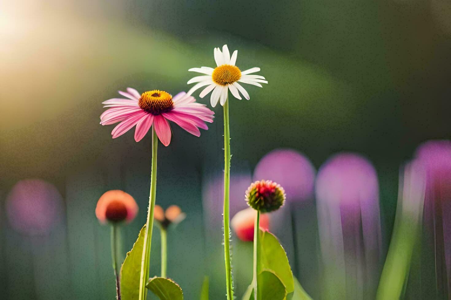 foto papel de parede a sol, flores, a campo, a sol, a campo, a sol,. gerado por IA