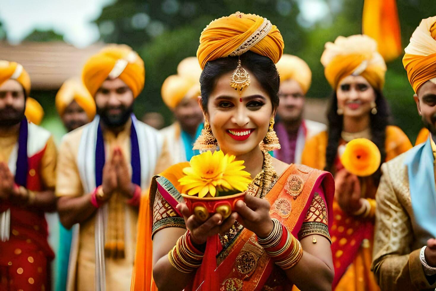 indiano Casamento cerimônia dentro Índia. gerado por IA foto