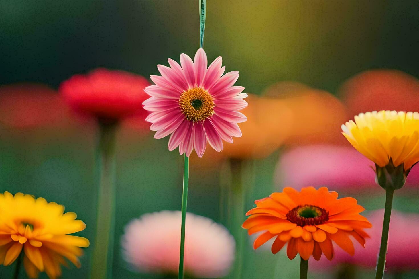 colorida flores estão mostrando dentro uma campo. gerado por IA foto