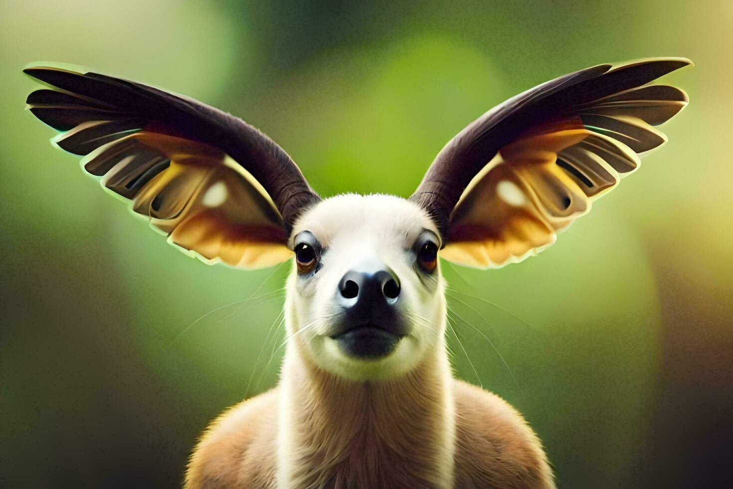 uma veado com grande orelhas e grande chifres. gerado por IA foto