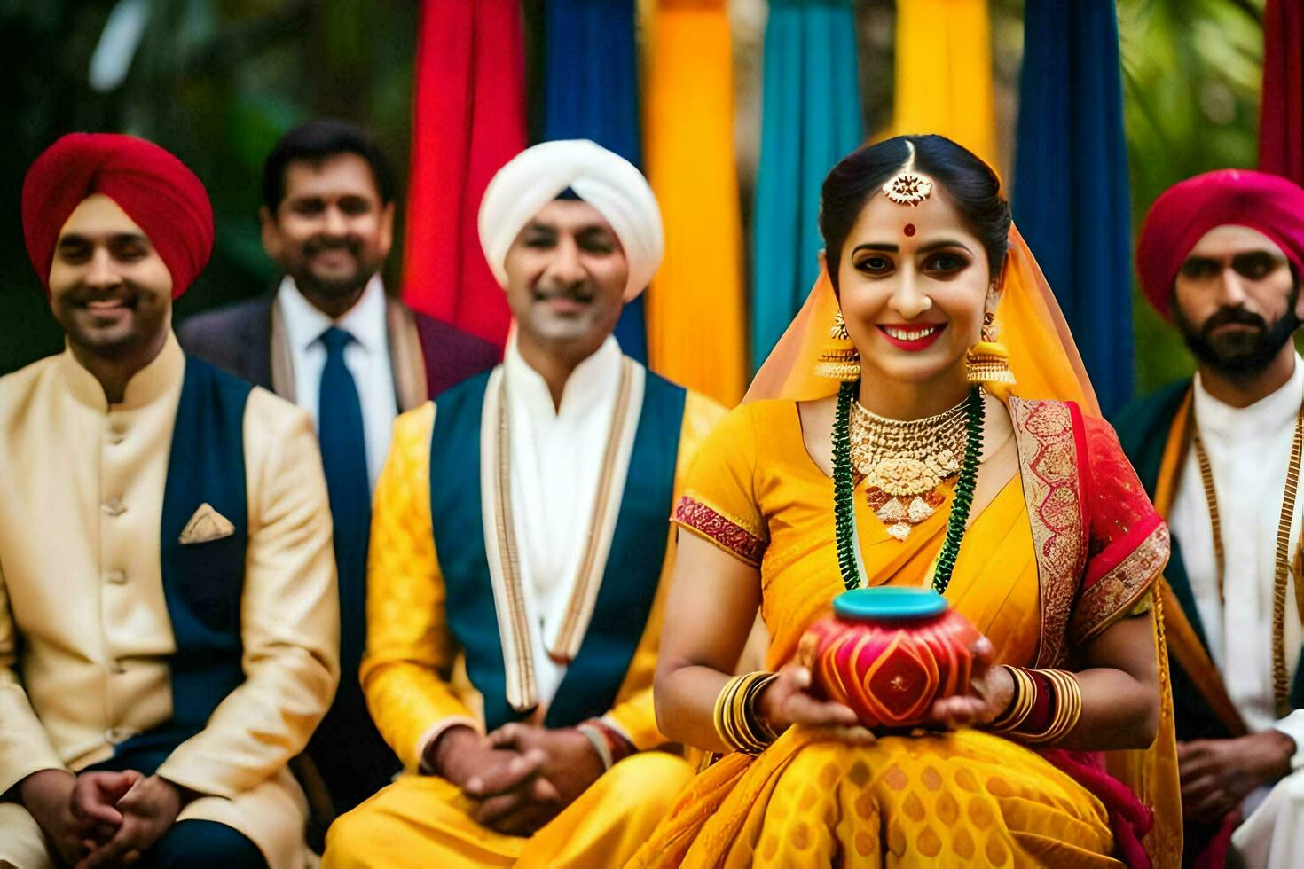 indiano Casamento dentro a cidade. gerado por IA foto