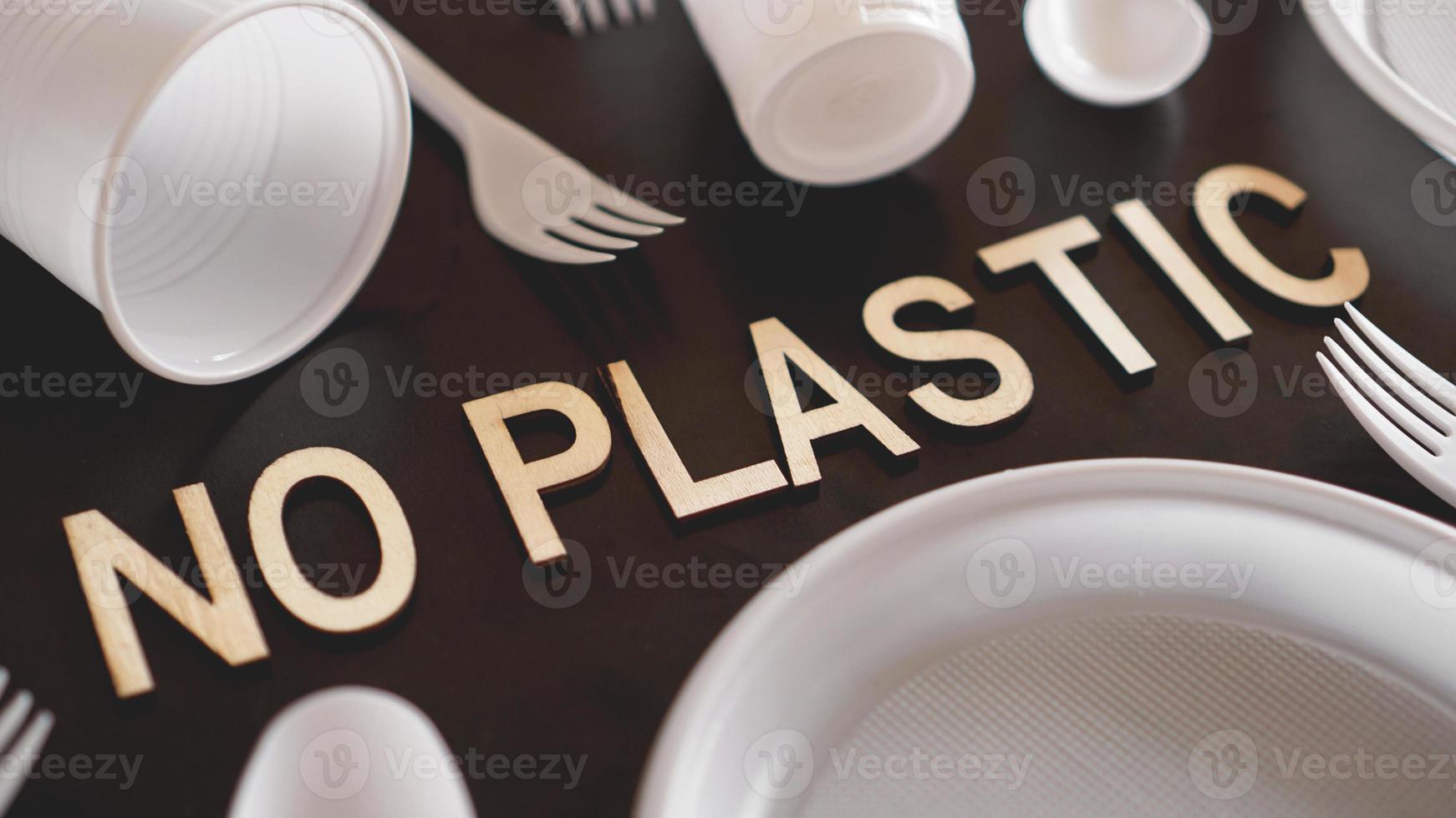 diga sem talheres de plástico, poluição de plástico foto