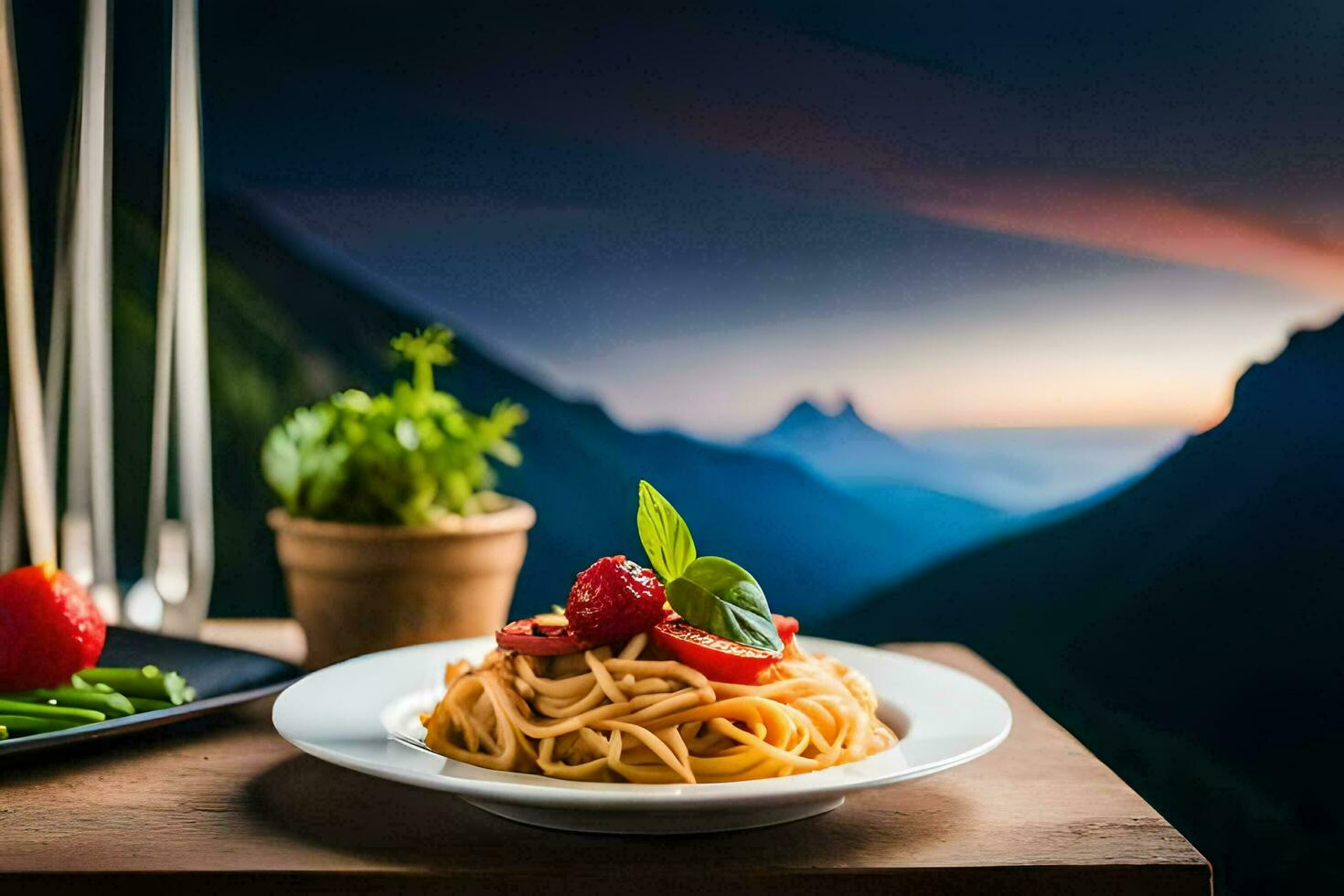 a Comida do a montanhas. gerado por IA foto