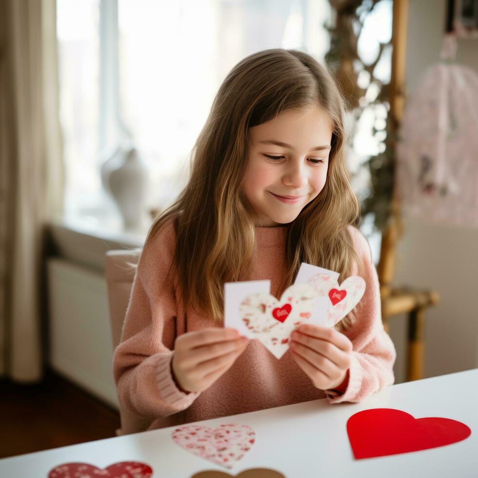 feliz menina com cartões - ai gerado foto