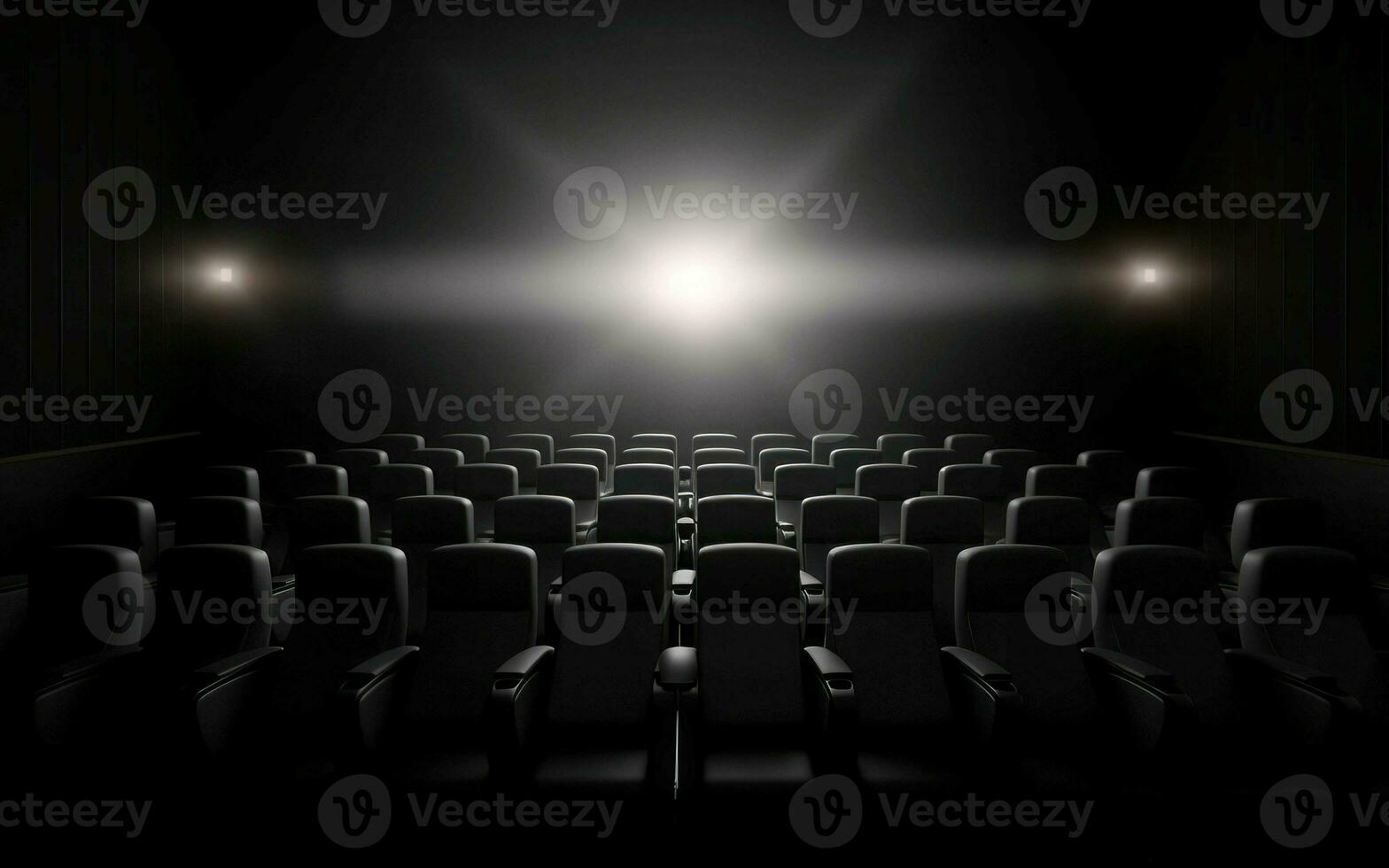 cinema assentos esvaziar debaixo luzes interior. gerar ai foto