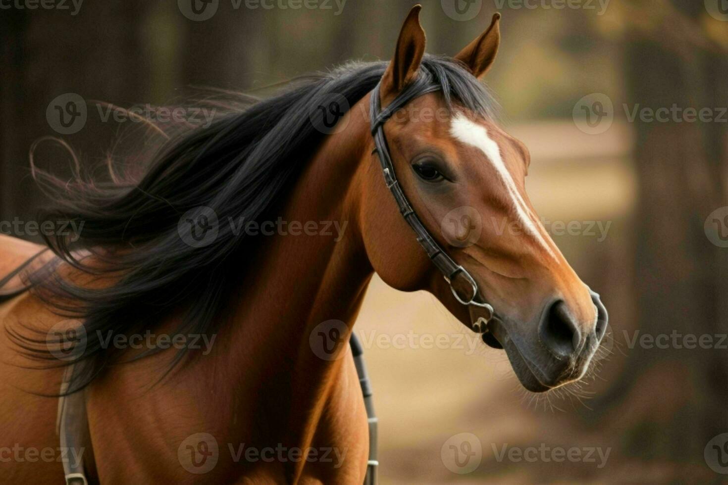 fechar acima cavalo em embaçado fundo. ai generativo pró foto