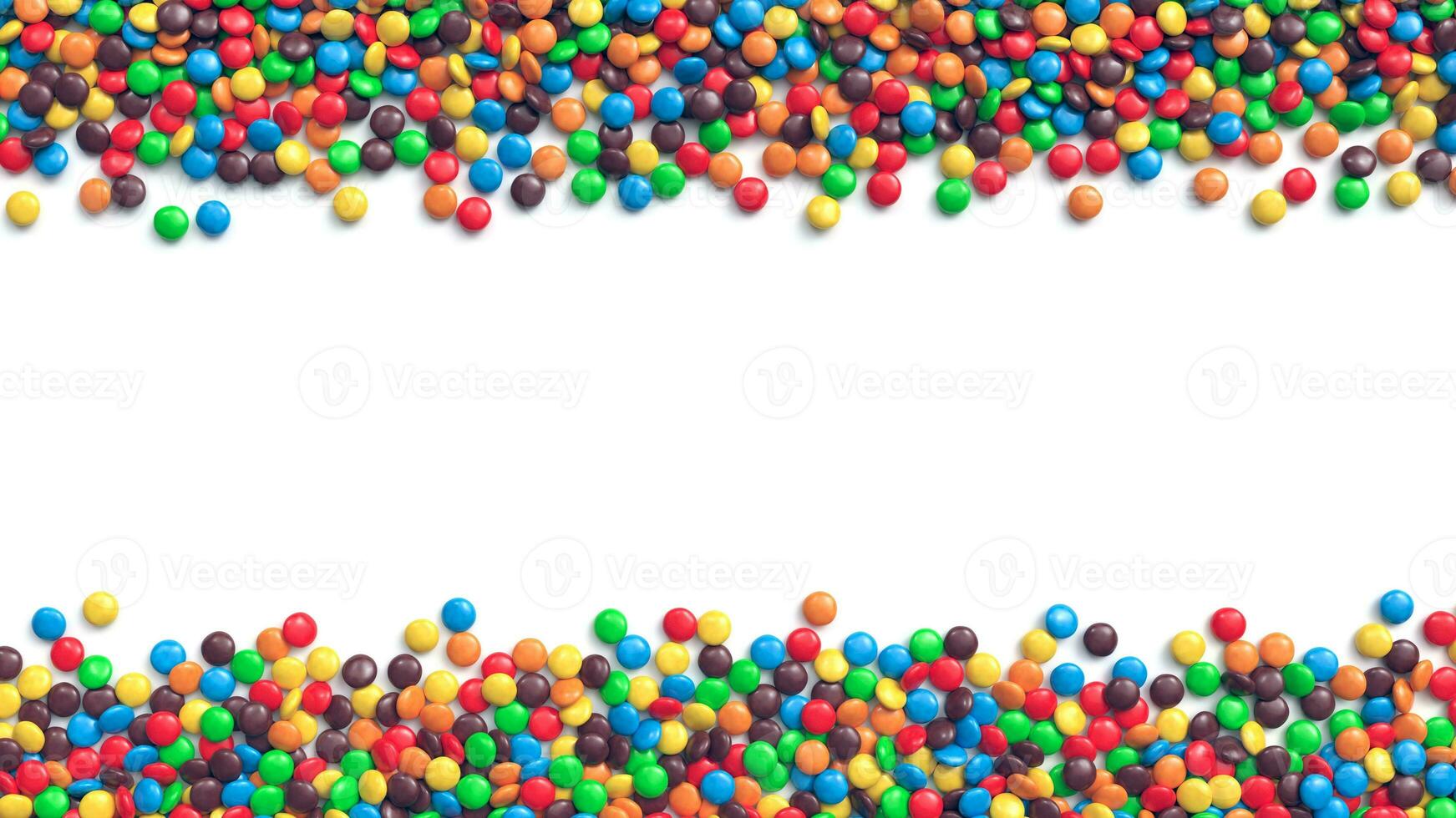 Duplo fronteira do colorida revestido chocolate doces em branco fundo 3d Renderização foto
