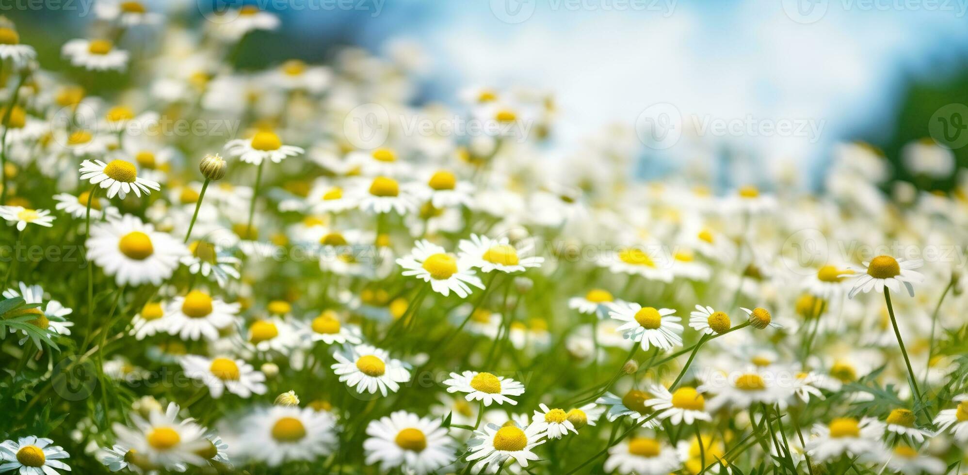 imersão dentro a beleza do camomila flores, generativo ai foto