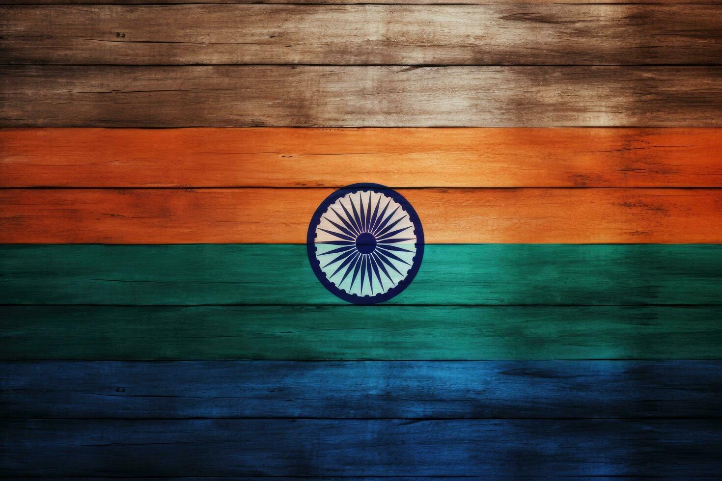 Índia bandeira pintado em velho madeira prancha textura fundo. indiano bandeira bandeira, Índia bandeira em madeira textura fundo conceito, ai gerado foto