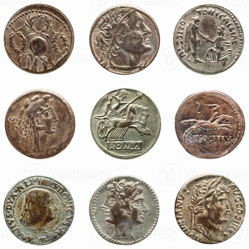 moedas romanas e gregas antigas foto