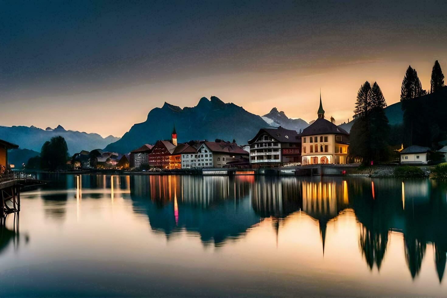 a lindo Cidade do luzerna, Suíça. gerado por IA foto