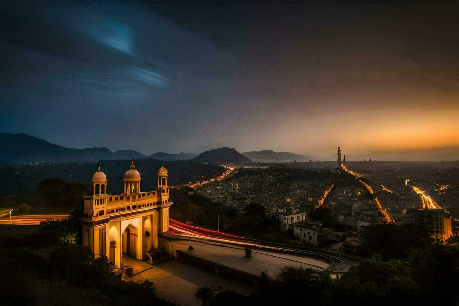 a cidade do Kolkata às noite. gerado por IA foto