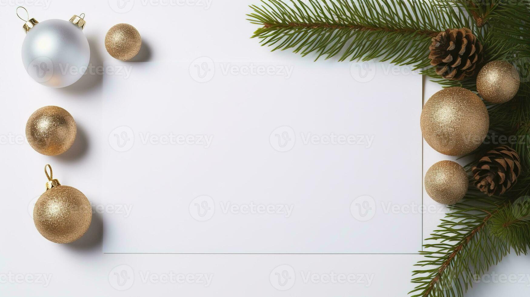 em branco branco cumprimento cartão com Natal decoração por aí a cartão, cópia de espaço foto