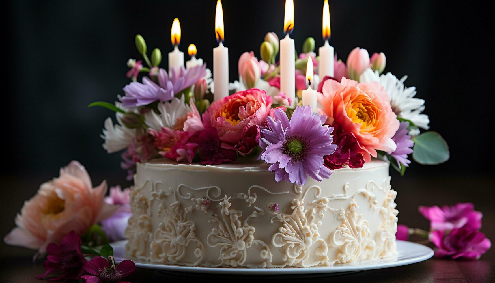 Casamento bolo, chocolate indulgência, doce creme, morango ramalhete, amor celebração gerado de ai foto