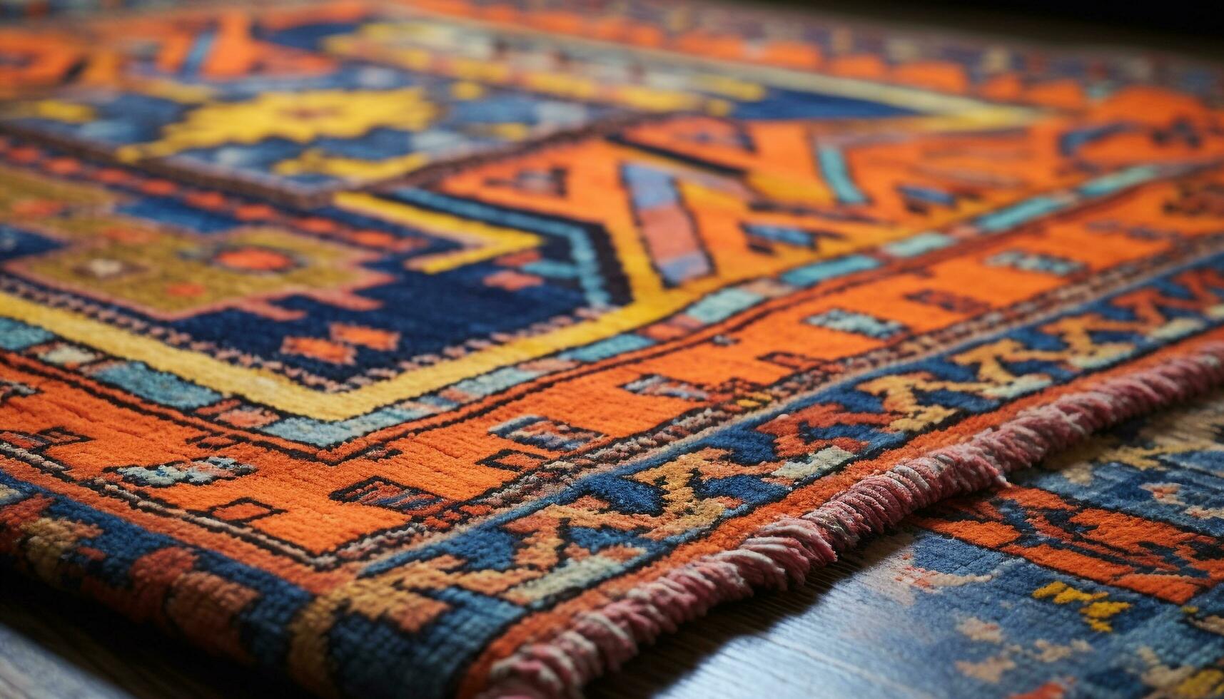 turco kilim, tecido lã, vibrante cores, indígena cultura, Antiguidade gerado de ai foto