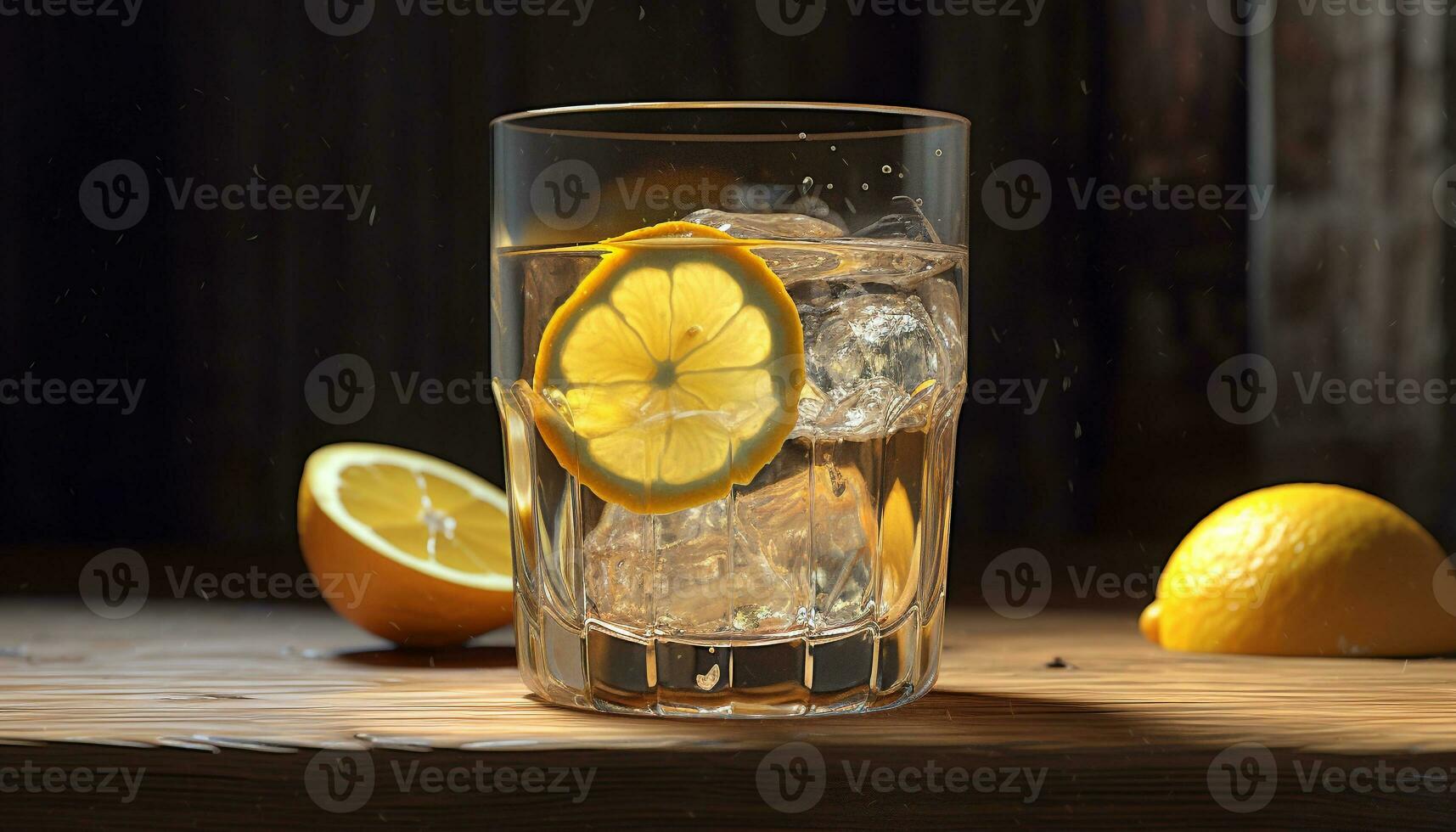 refrescante limonada em uma de madeira mesa, perfeito para verão gerado de ai foto