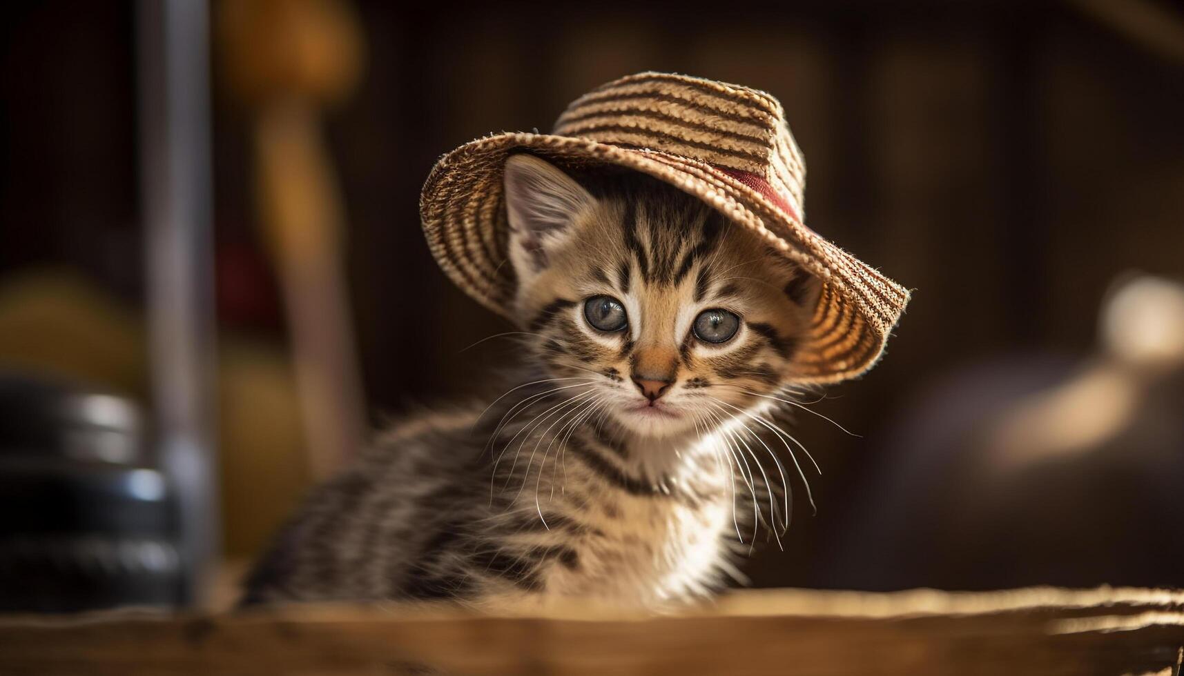 fofa gatinho sentado, encarando com curiosidade, fofo pelagem, brincalhão natureza gerado de ai foto