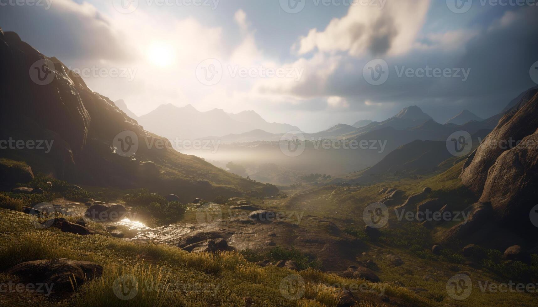 majestoso montanha pico, céu beleza dentro natureza, tranquilo Prado gerado de ai foto