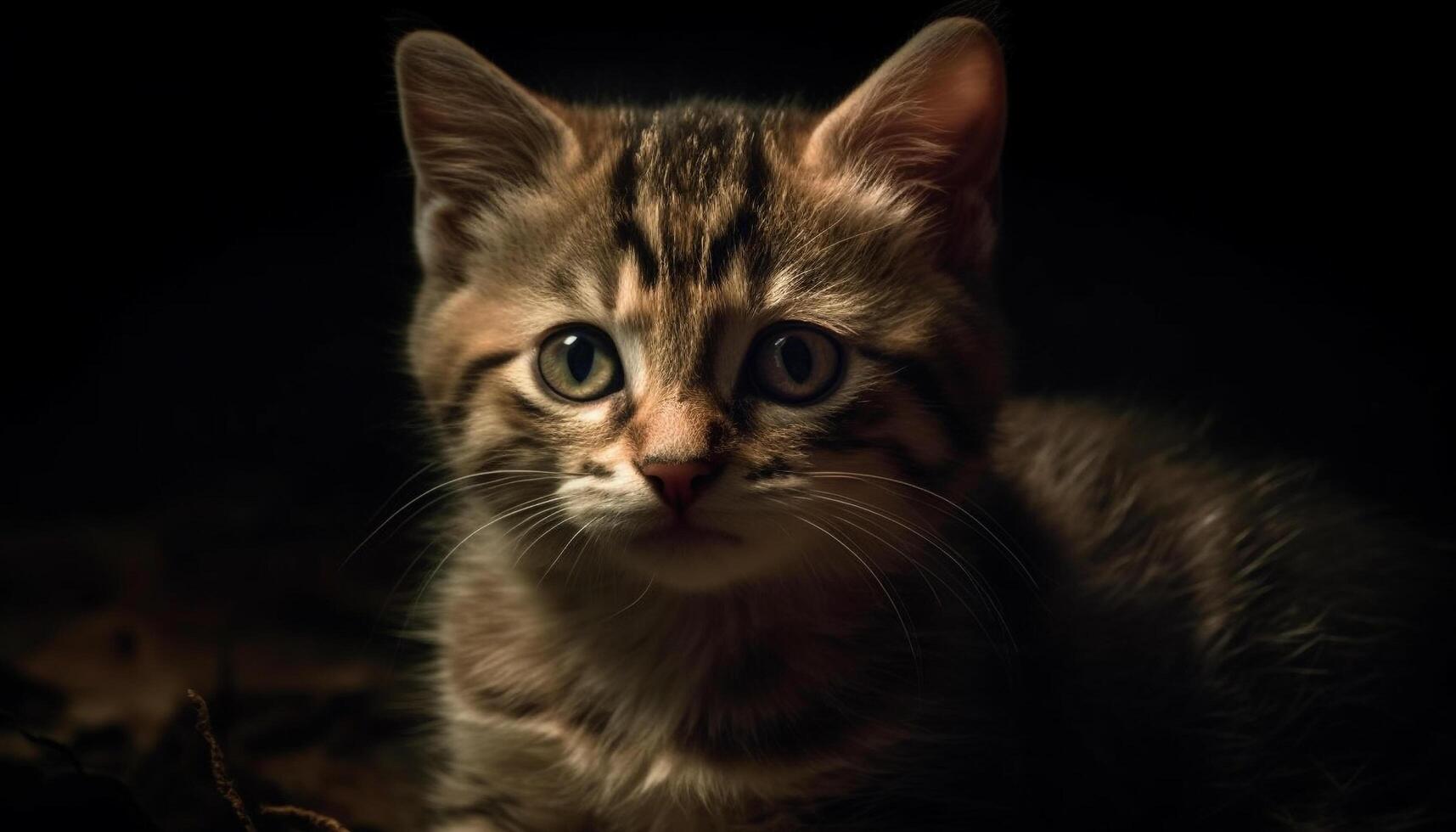 fofa gatinho com fofo pelagem, encarando às Câmera, brincalhão e curioso gerado de ai foto