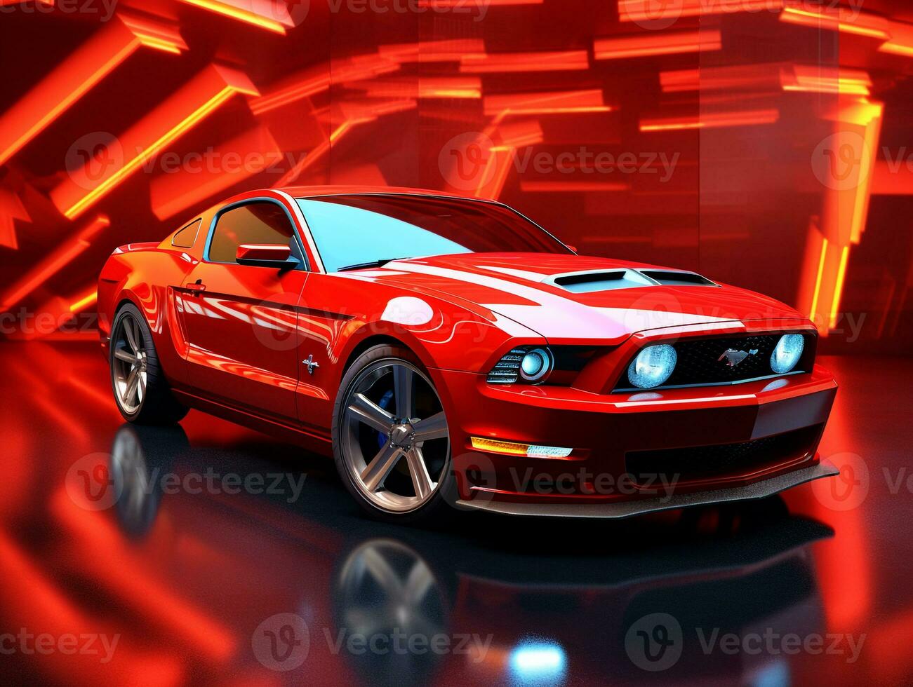 vau mustang exibição. generativo ai foto