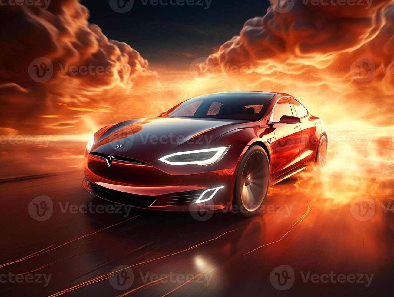 Tesla modelo s exibição. generativo ai foto