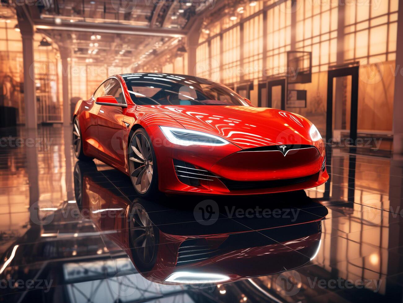 Tesla modelo s exibição. generativo ai foto