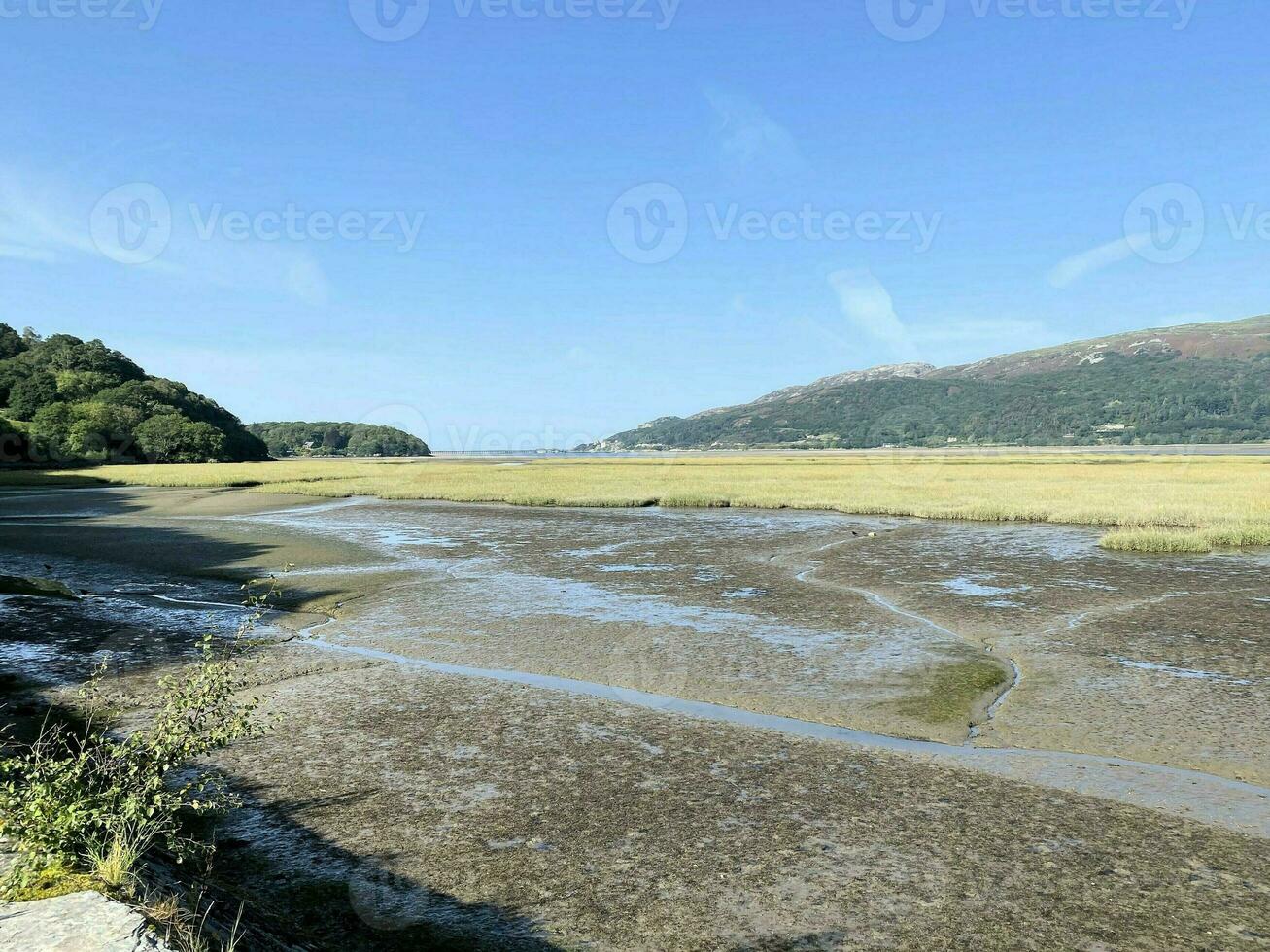 uma Visão do a norte país de gales campo em a mawdach trilha foto