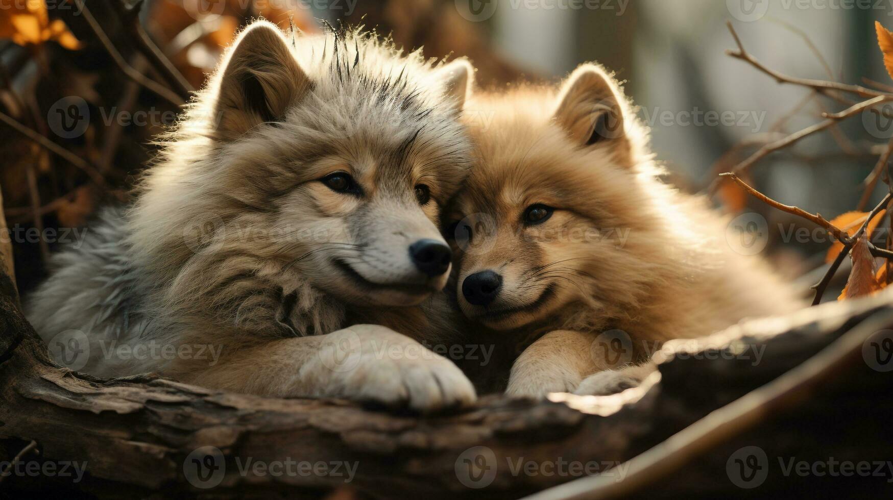 foto do coração derretido dois Lobos com a ênfase em expressão do amar. generativo ai