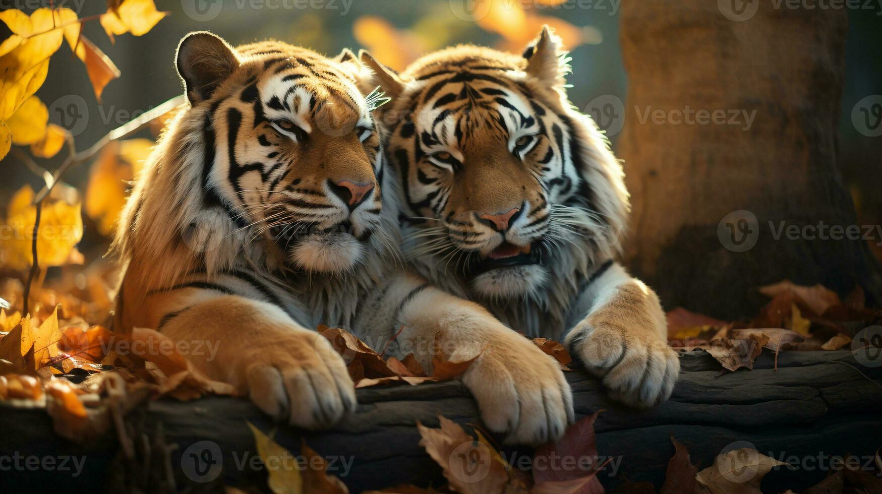 foto do coração derretido dois tigres com a ênfase em expressão do amar. generativo ai